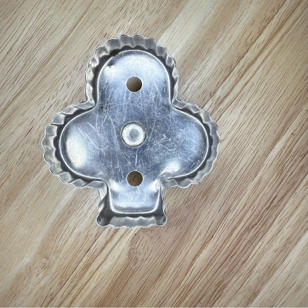 Vintage Silver Club with Green Wooden Handle Cookie Cutter
